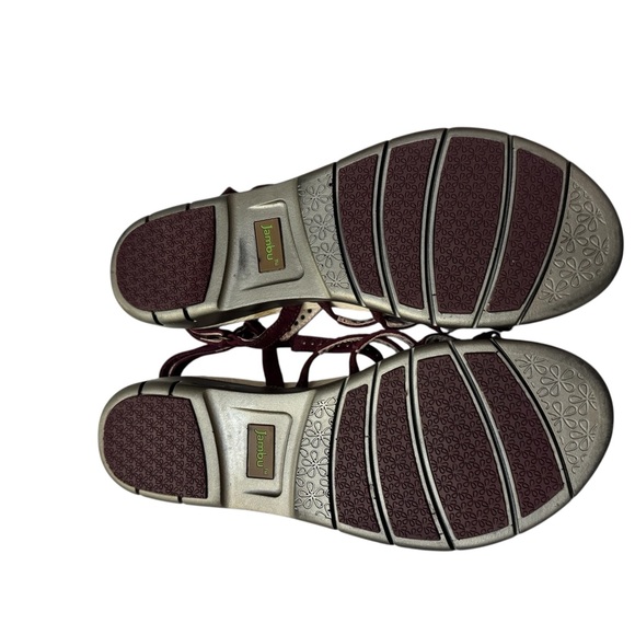 Jambu Burgundy Studded Strappy Wedge Sandals 11 - Picture 8 of 11